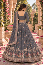 Royal Grey Heavy Embroidered Lehenga Set