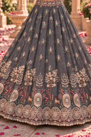 Royal Grey Heavy Embroidered Lehenga Set