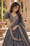 Royal Grey Heavy Embroidered Lehenga Set