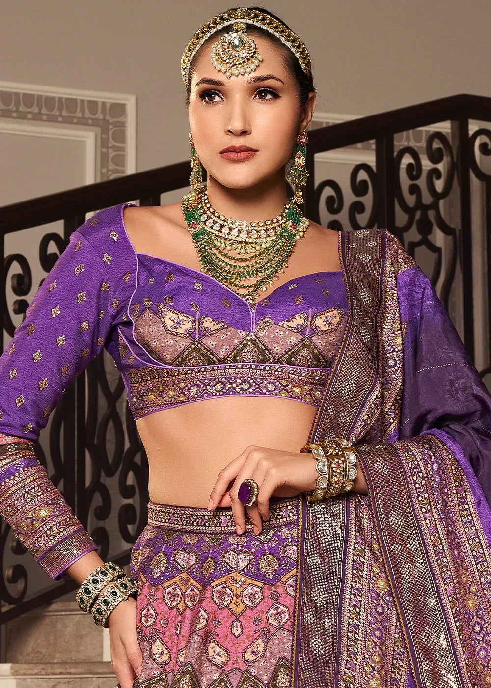 Royal Purple Banarasi Silk Zari Lehenga Choli