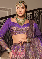 Royal Purple Banarasi Silk Zari Lehenga Choli