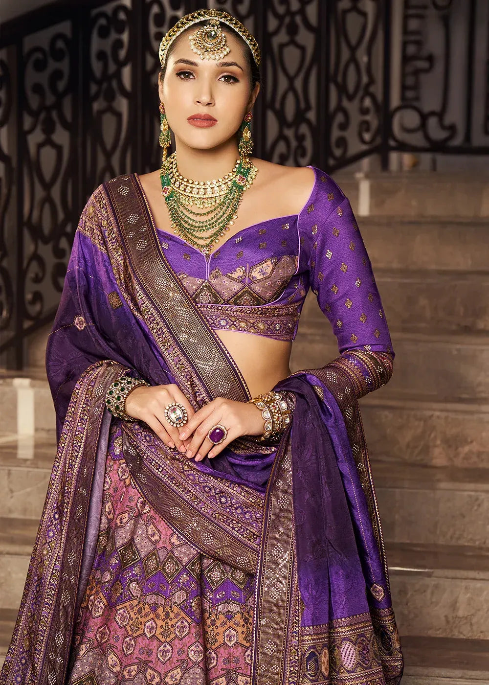 Royal Purple Banarasi Silk Zari Lehenga Choli