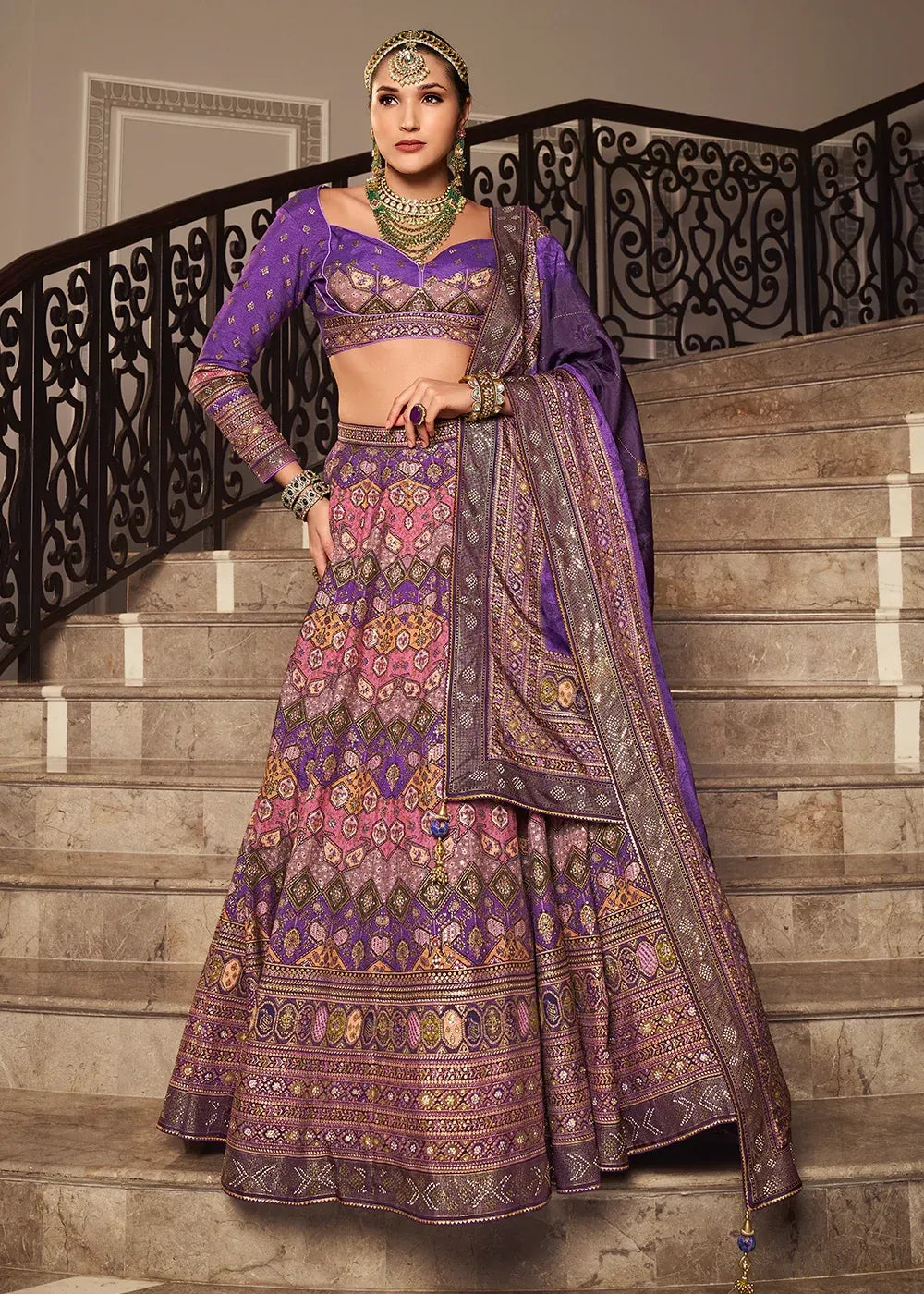 Royal Purple Banarasi Silk Zari Lehenga Choli