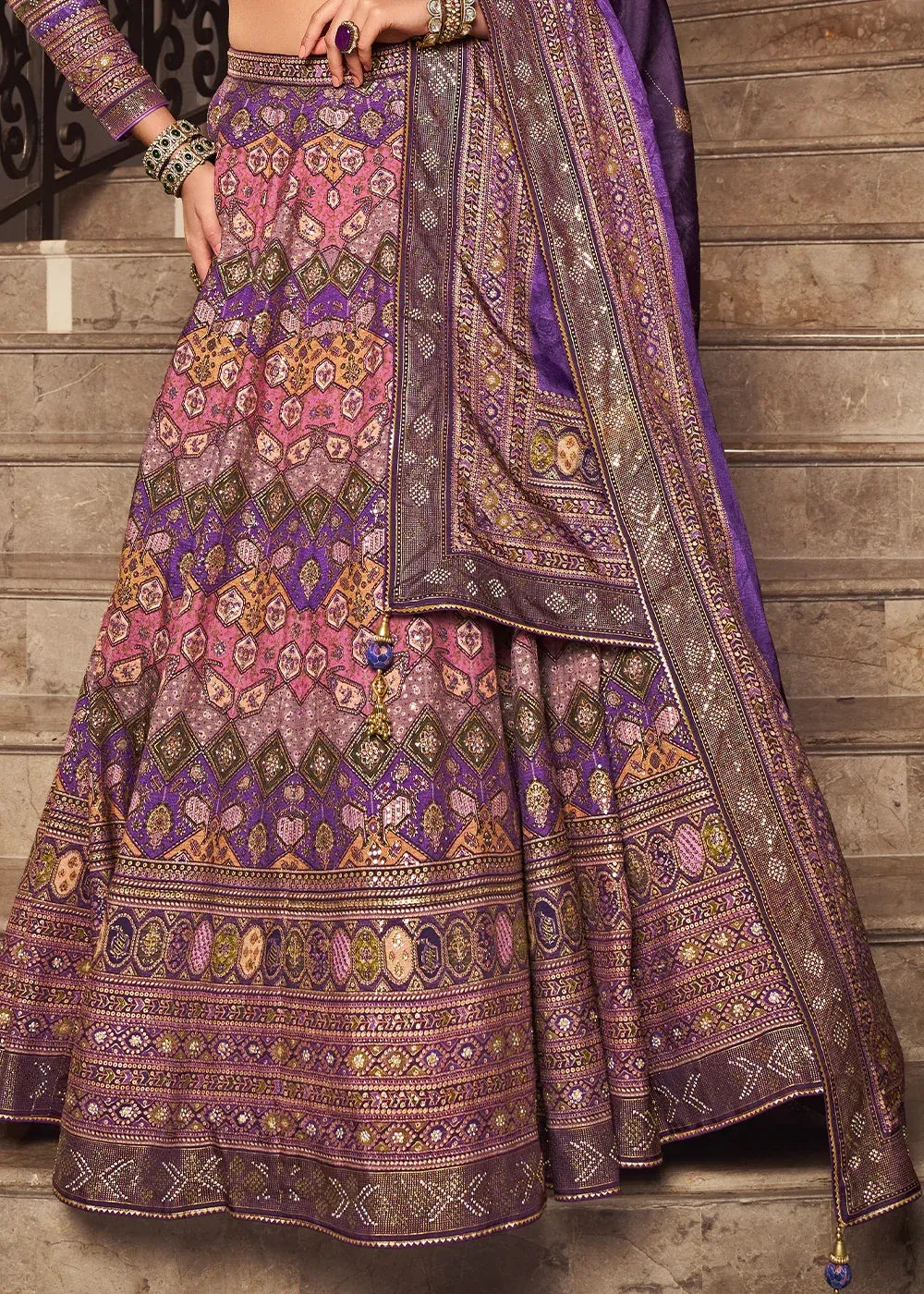 Royal Purple Banarasi Silk Zari Lehenga Choli