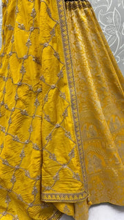 Royal Yellow Banarasi Silk Zari Figure Weaving Lehenga Choli