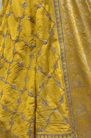 Royal Yellow Banarasi Silk Zari Figure Weaving Lehenga Choli