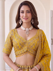 Royal Yellow Banarasi Silk Zari Figure Weaving Lehenga Choli