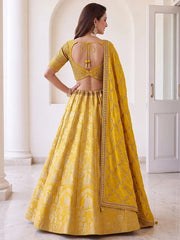 Royal Yellow Banarasi Silk Zari Figure Weaving Lehenga Choli