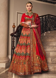 Ruby Red Banarasi Silk Zari Lehenga Choli