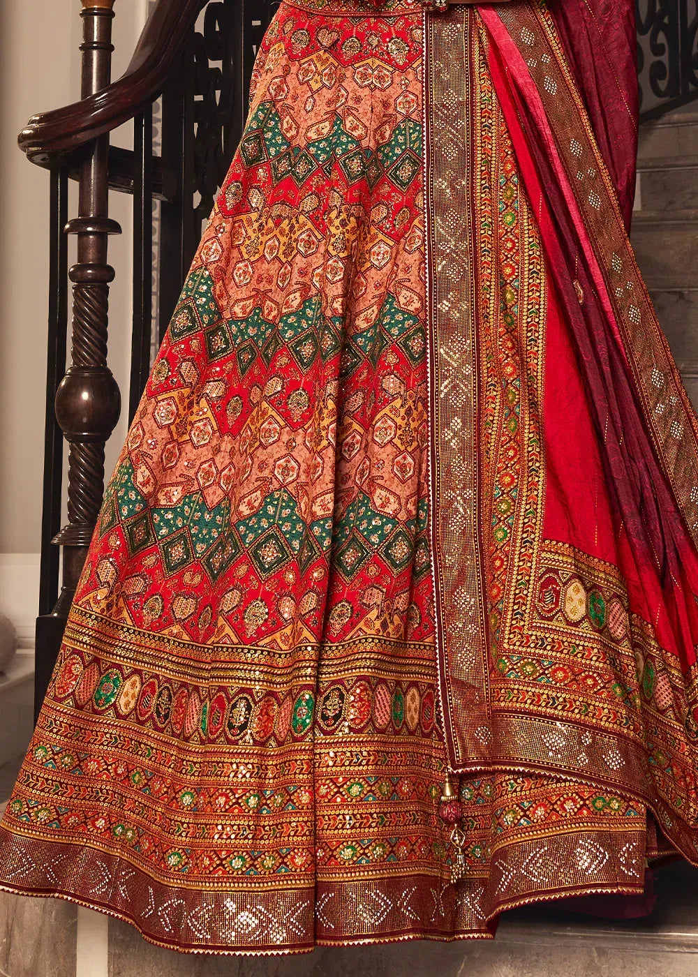 Ruby Red Banarasi Silk Zari Lehenga Choli