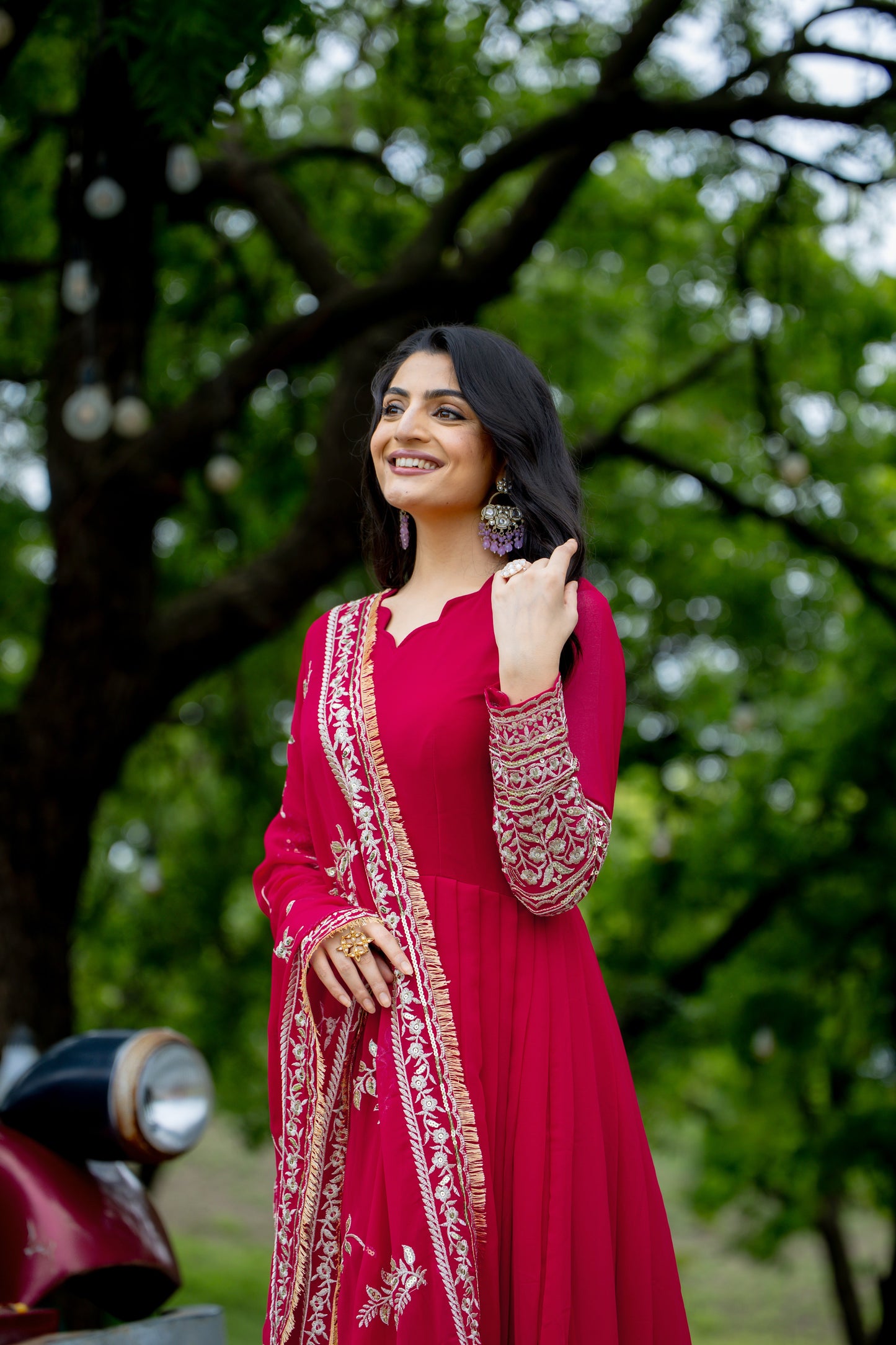 Breathtaking Pink Faux Georgette Sequins Embroidered Anarkali Suit