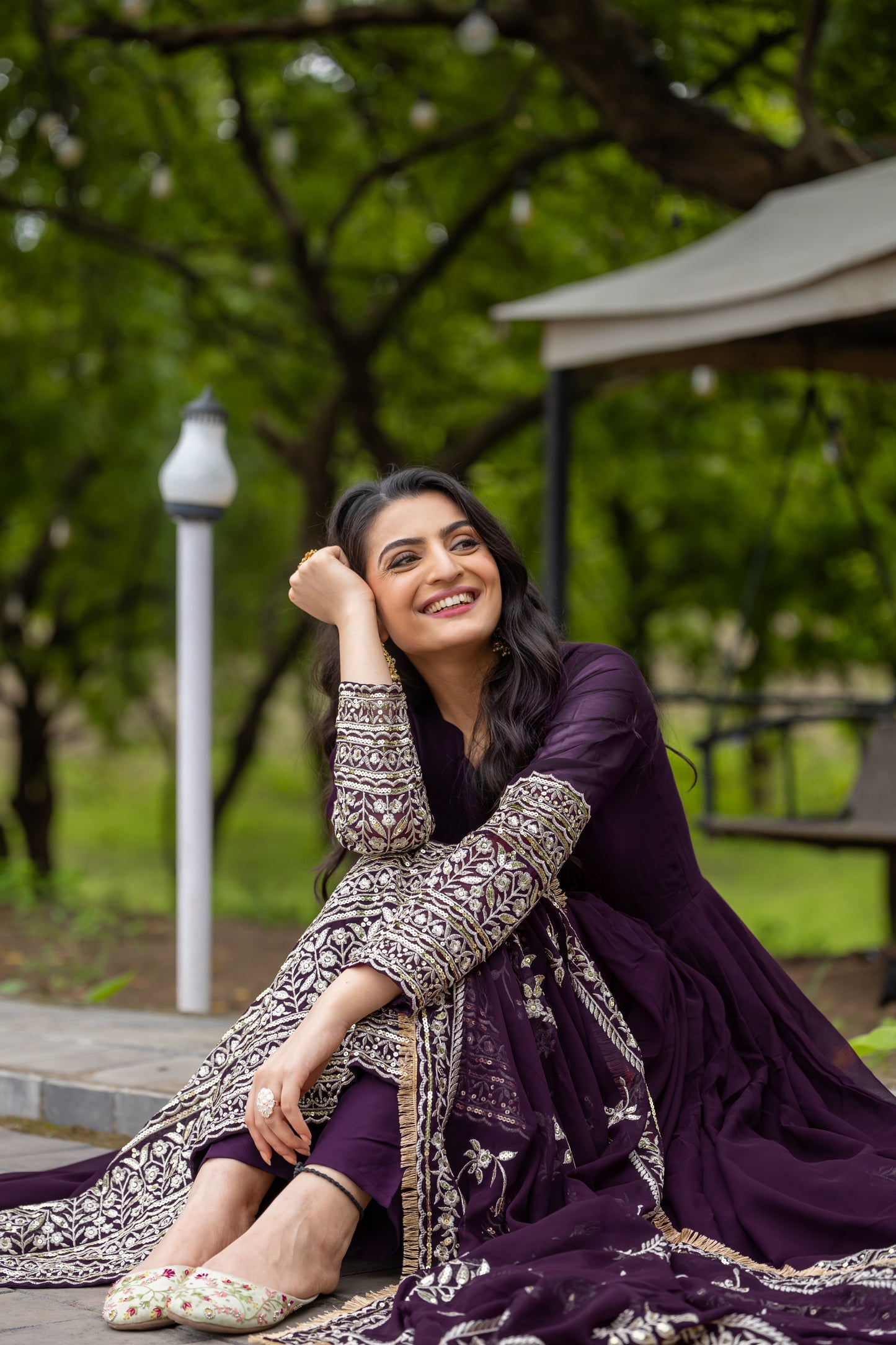 Fabulous Wine Faux Georgette Sequins Embroidered Anarkali Suit