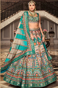 Sea Green & Turquoise Banarasi Silk Zari Lehenga Choli