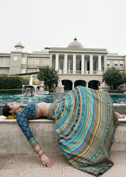 Sky Blue & Silver Banarasi Silk Zari Lehenga Choli