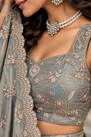 Smoky Grey Embroidered Lehenga Set