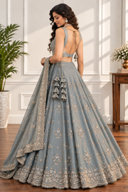 Smoky Grey Embroidered Lehenga Set