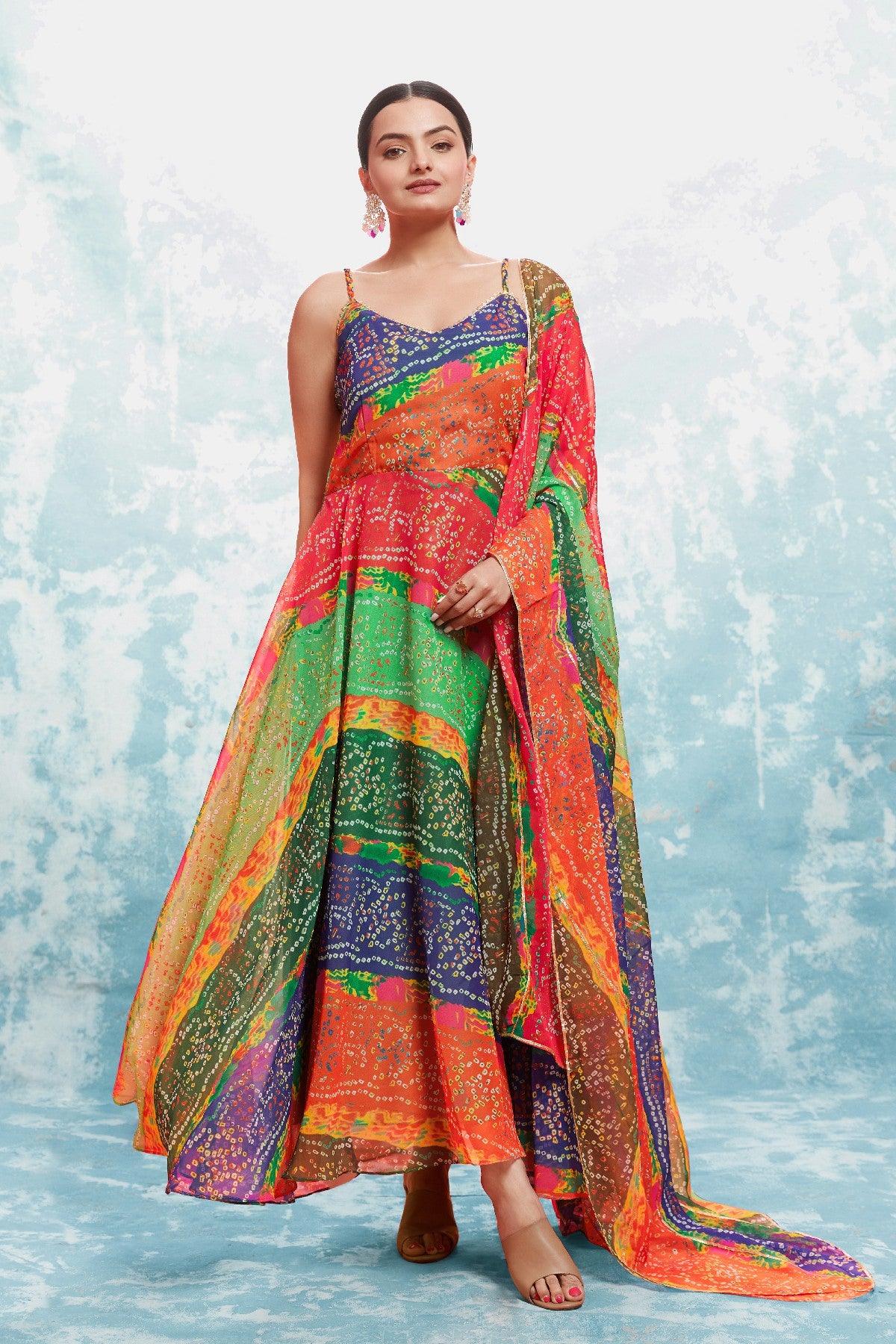 Stylish Digital Printed Georgette Gown With Dupatta