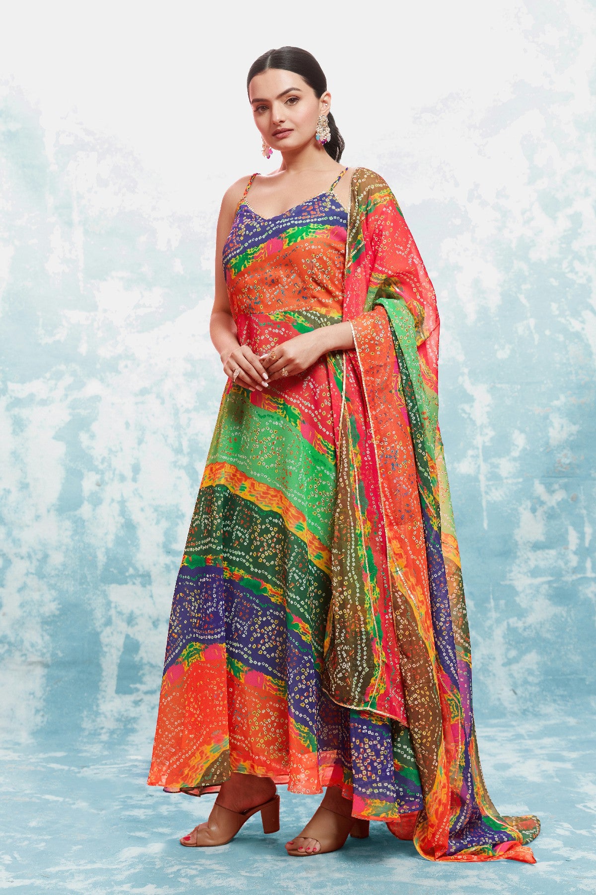 Stylish Digital Printed Georgette Gown With Dupatta