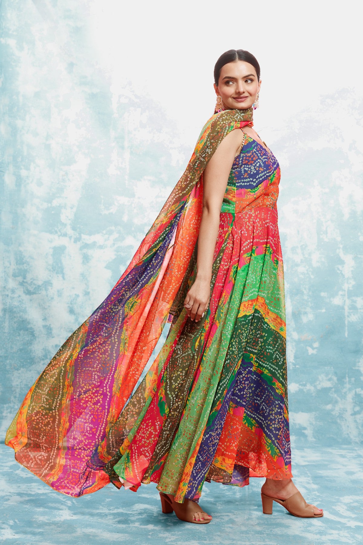Stylish Digital Printed Georgette Gown With Dupatta