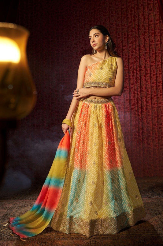 Graceful Organza Digital Printed Embroidered Lehenga Choli Set