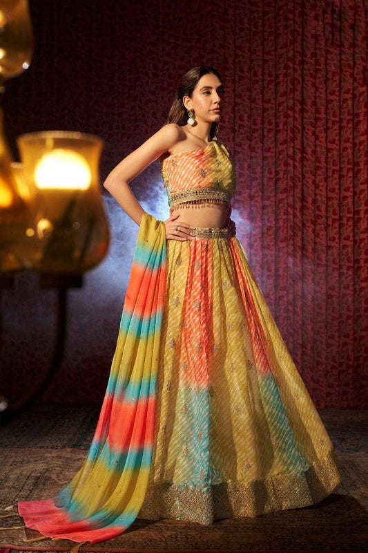 Graceful Organza Digital Printed Embroidered Lehenga Choli Set