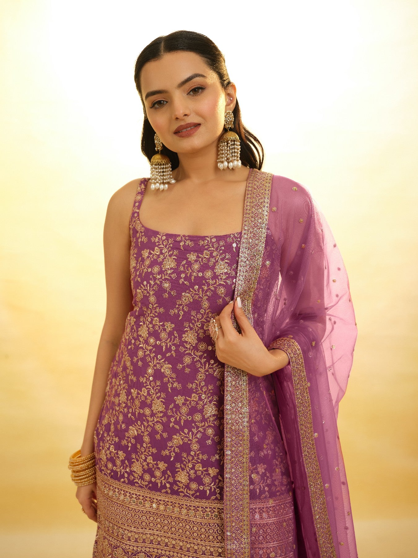 Elegant Sequins Embroidered Georgette Sharara Set