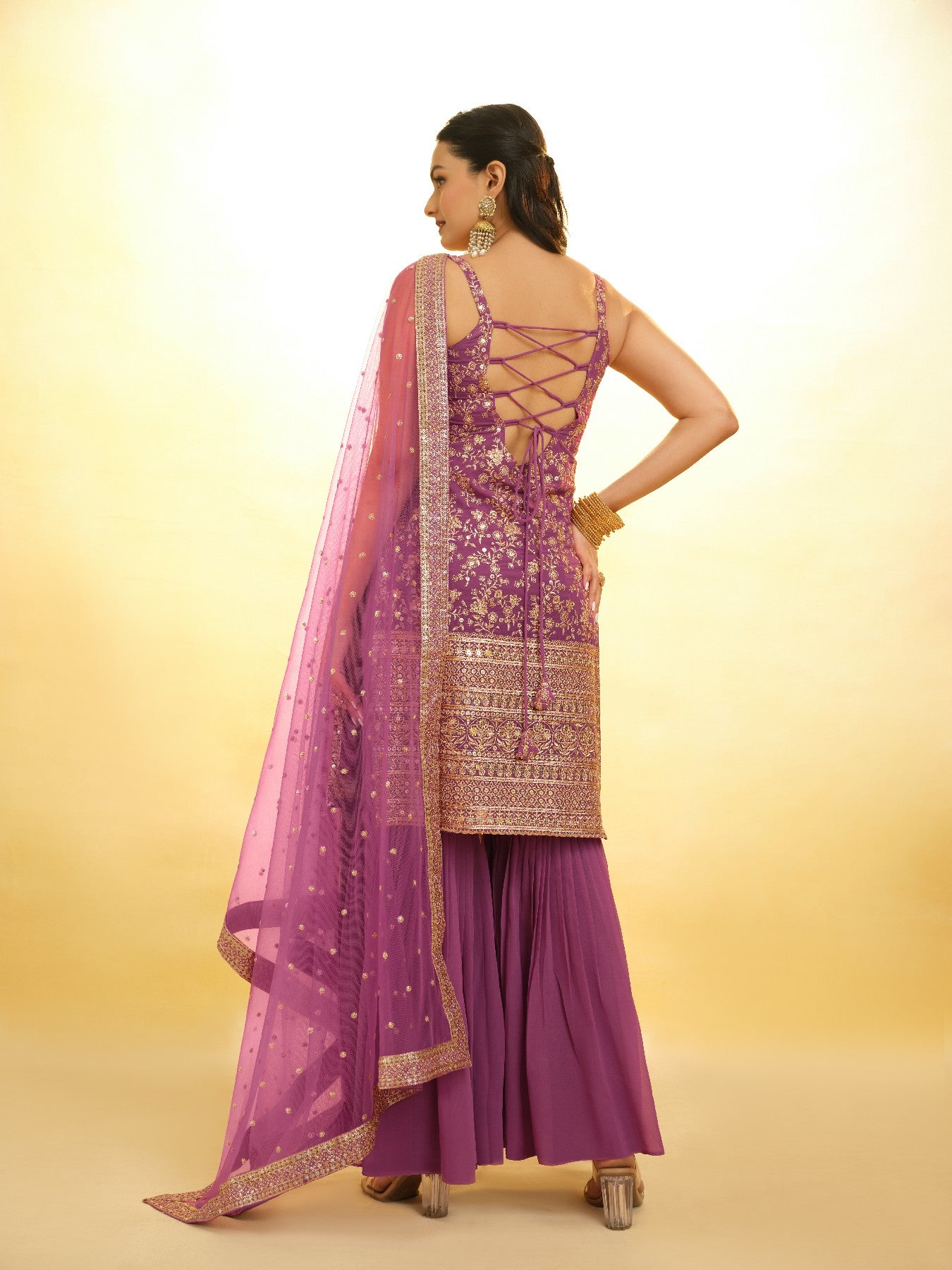 Elegant Sequins Embroidered Georgette Sharara Set