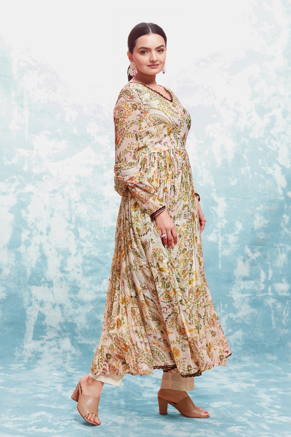 Stylish Chiffon Digital Printed Anarkali Pant Suit
