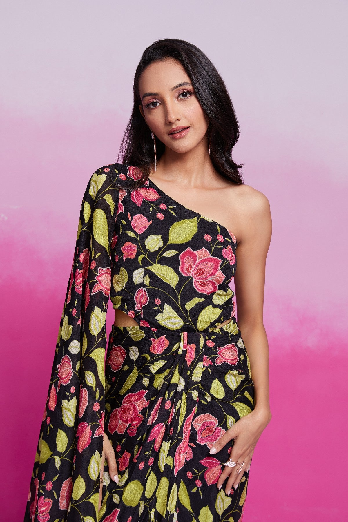 Timeless Charm Black Chinon Silk Co-Ord Set