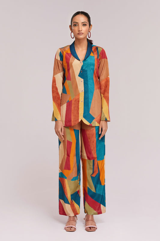 Bold & Beautiful Multicolor Printed Blazer Set