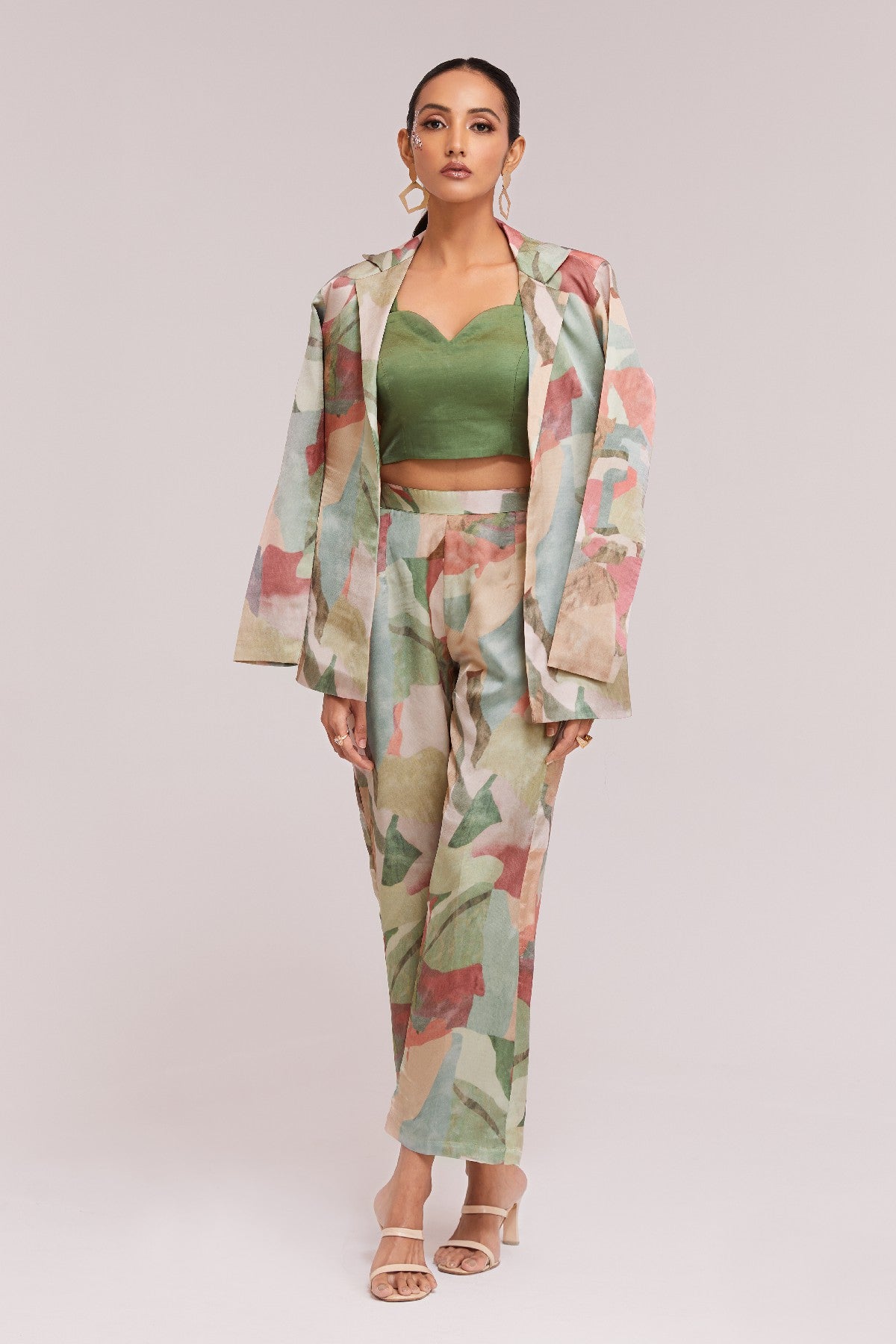 Elegant Multicolor Modal Satin Co-Ord Set