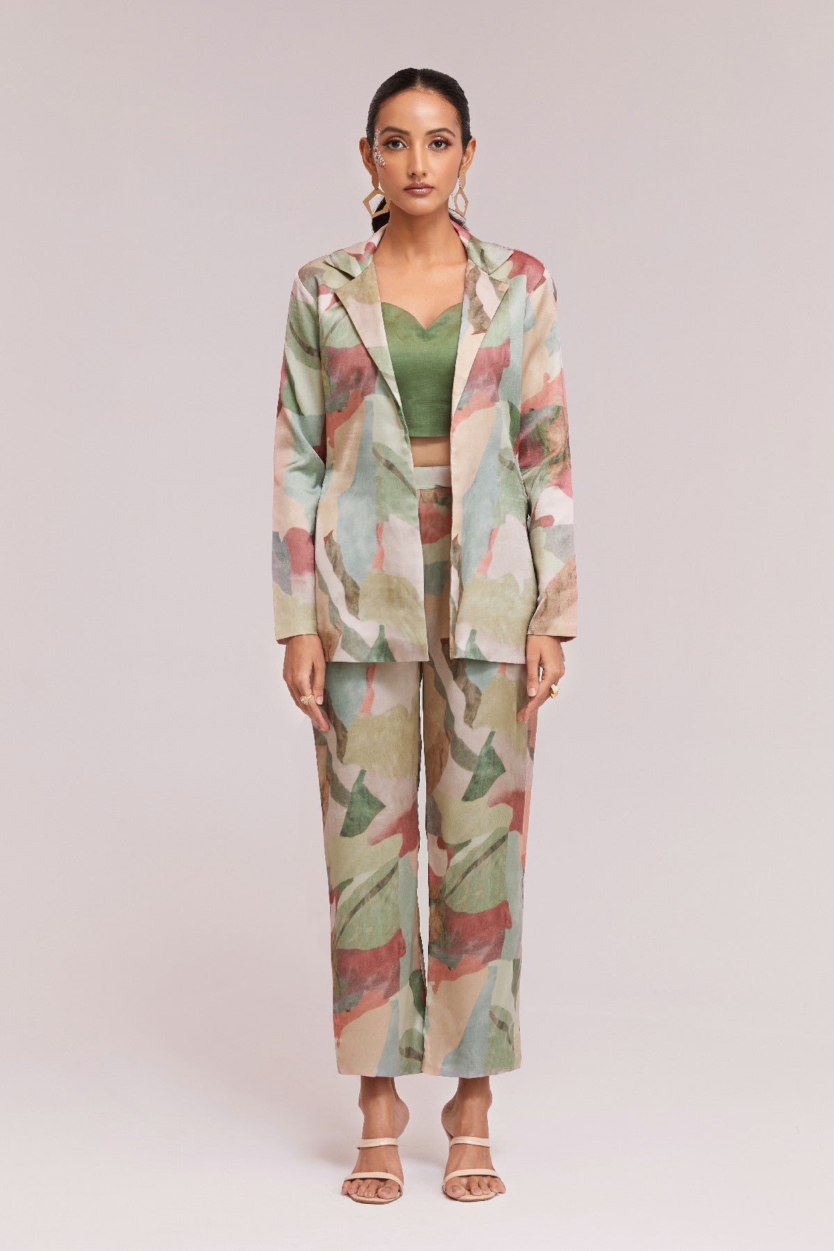 Elegant Multicolor Modal Satin Co-Ord Set