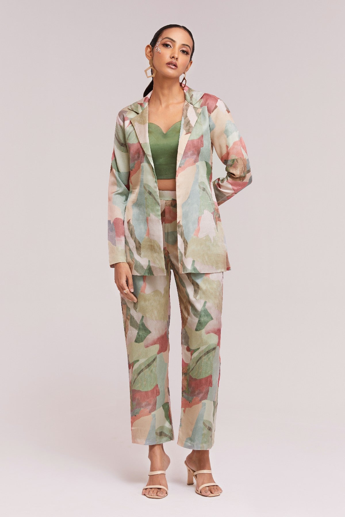Elegant Multicolor Modal Satin Co-Ord Set