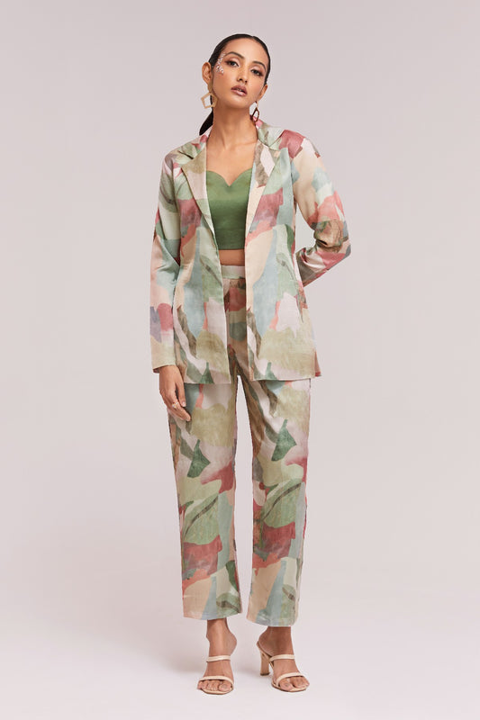 Elegant Multicolor Modal Satin Co-Ord Set