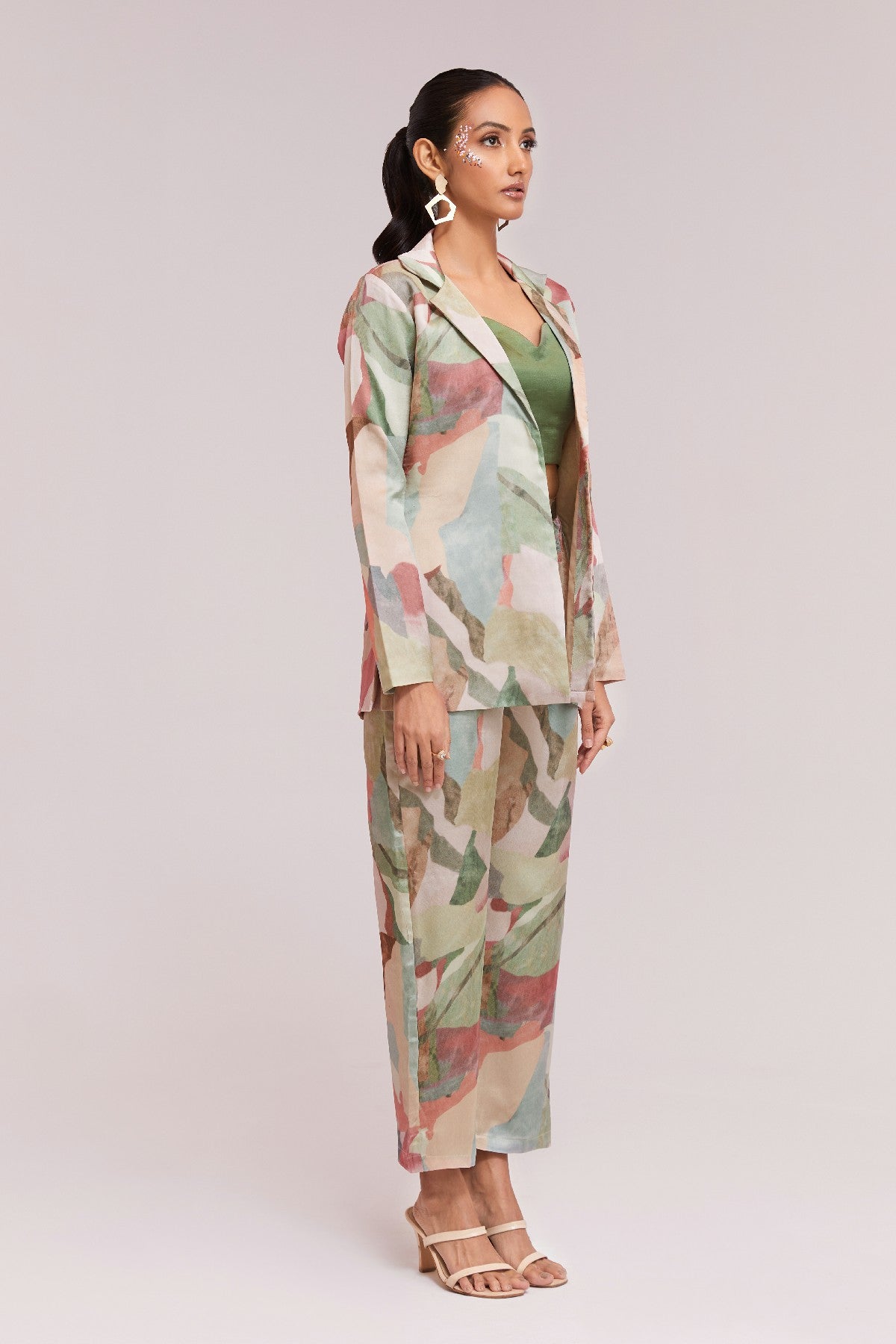 Elegant Multicolor Modal Satin Co-Ord Set