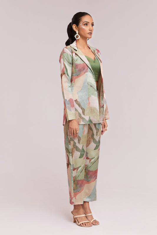 Elegant Multicolor Modal Satin Co-Ord Set