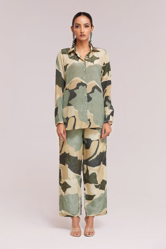 Multi-Color Printed Crepe Co-Ord Set - Ready To Wear Elegance