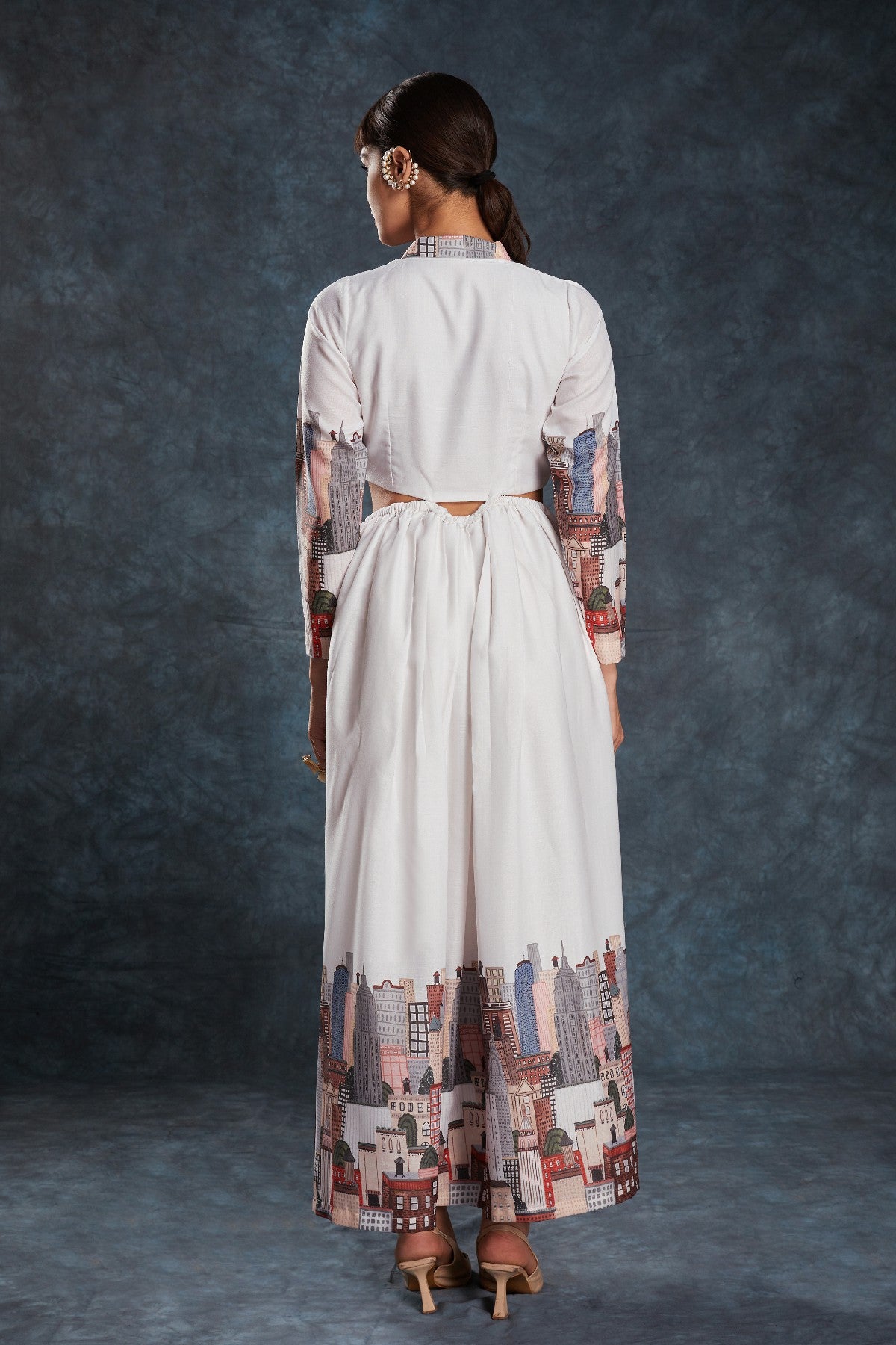 White Printed Linen Maxi Dress – Effortless Elegance in Every Step