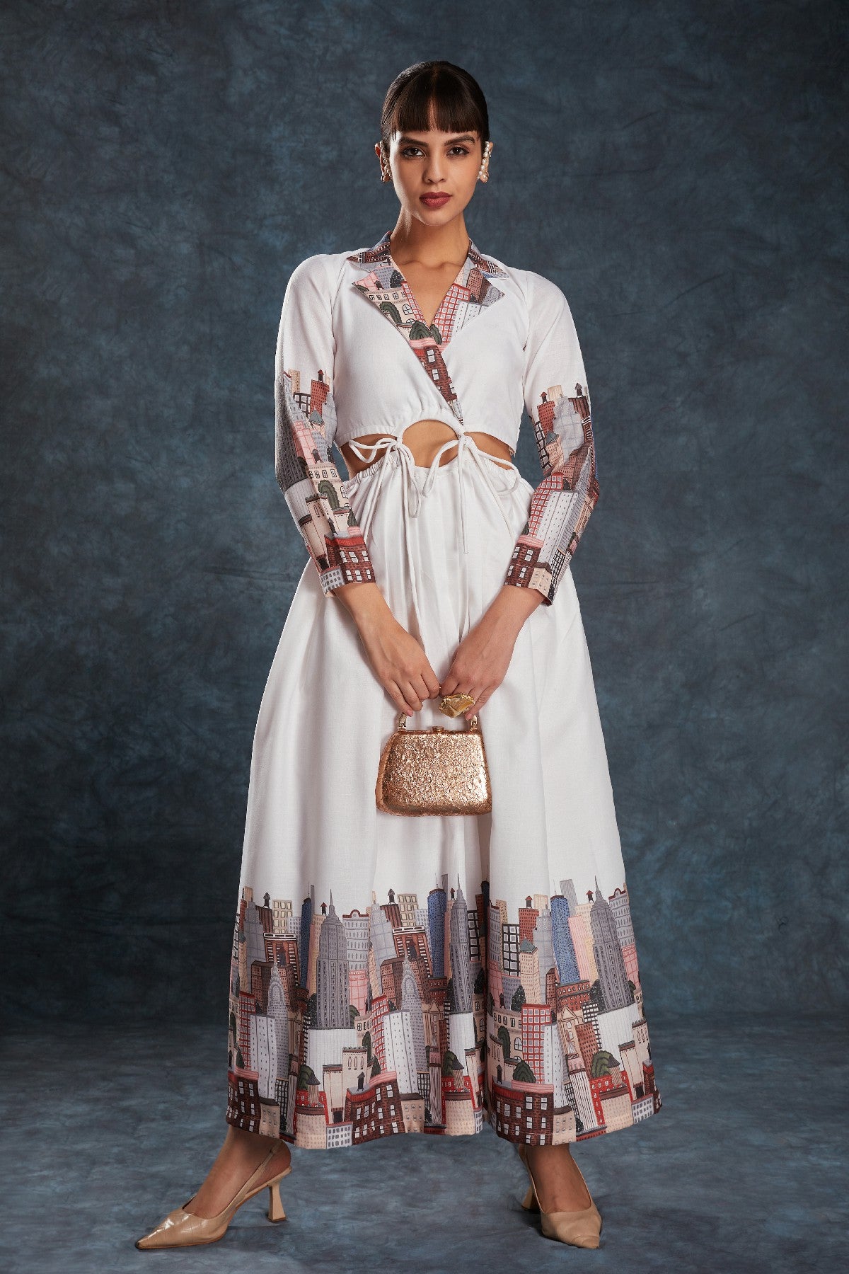 White Printed Linen Maxi Dress – Effortless Elegance in Every Step