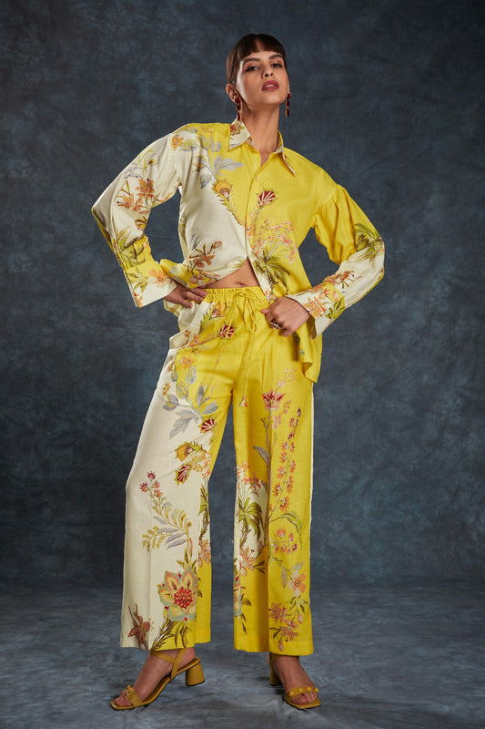 Yellow Printed Linen Co-Ord Set – Chic & Comfortable Everyday Style