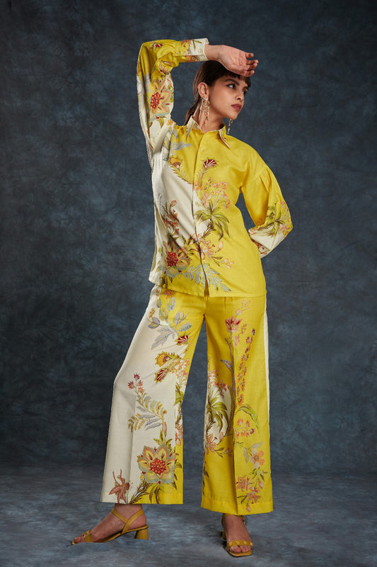 Yellow Printed Linen Co-Ord Set – Chic & Comfortable Everyday Style