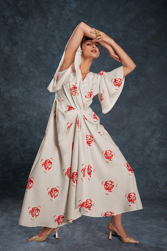 Cream Printed Linen Co-Ord Set – Effortless Elegance