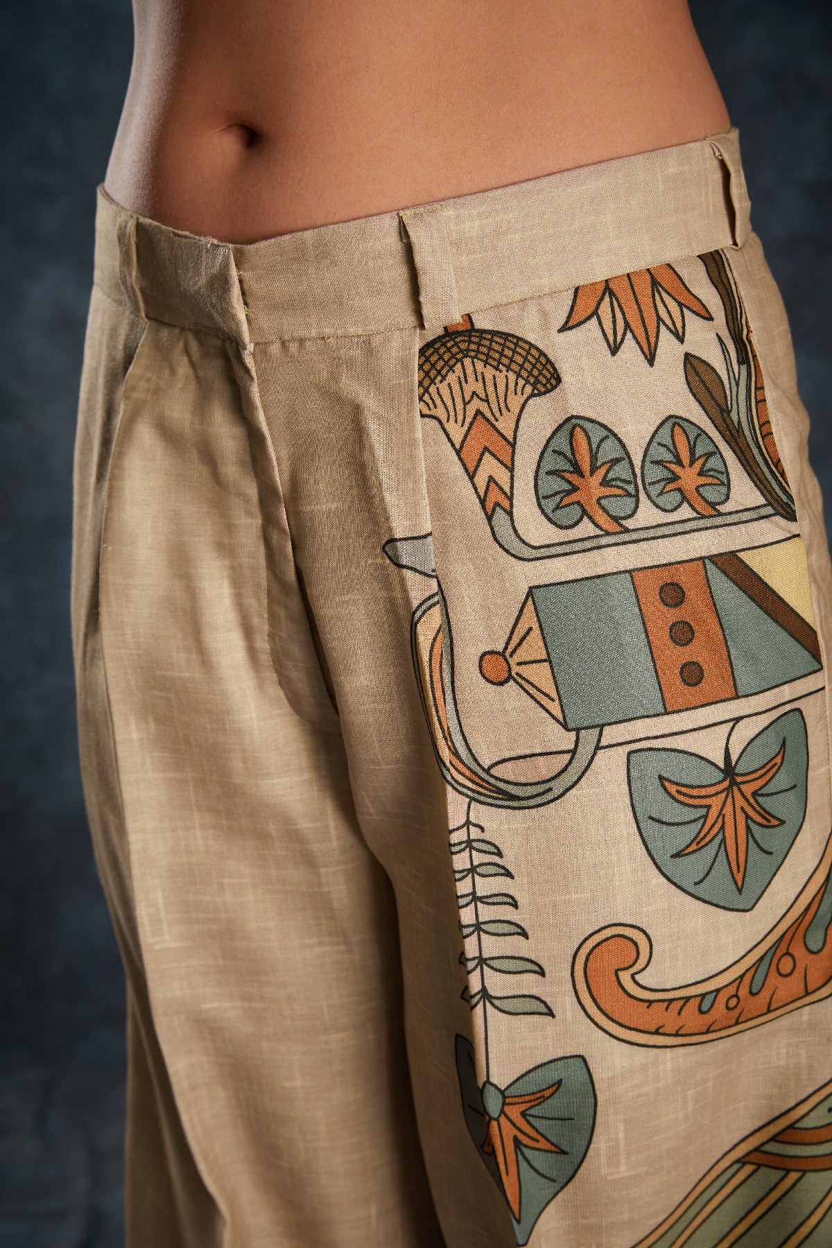 Brown Printed Linen Co-Ord Set – Natural Elegance with a Modern Touch