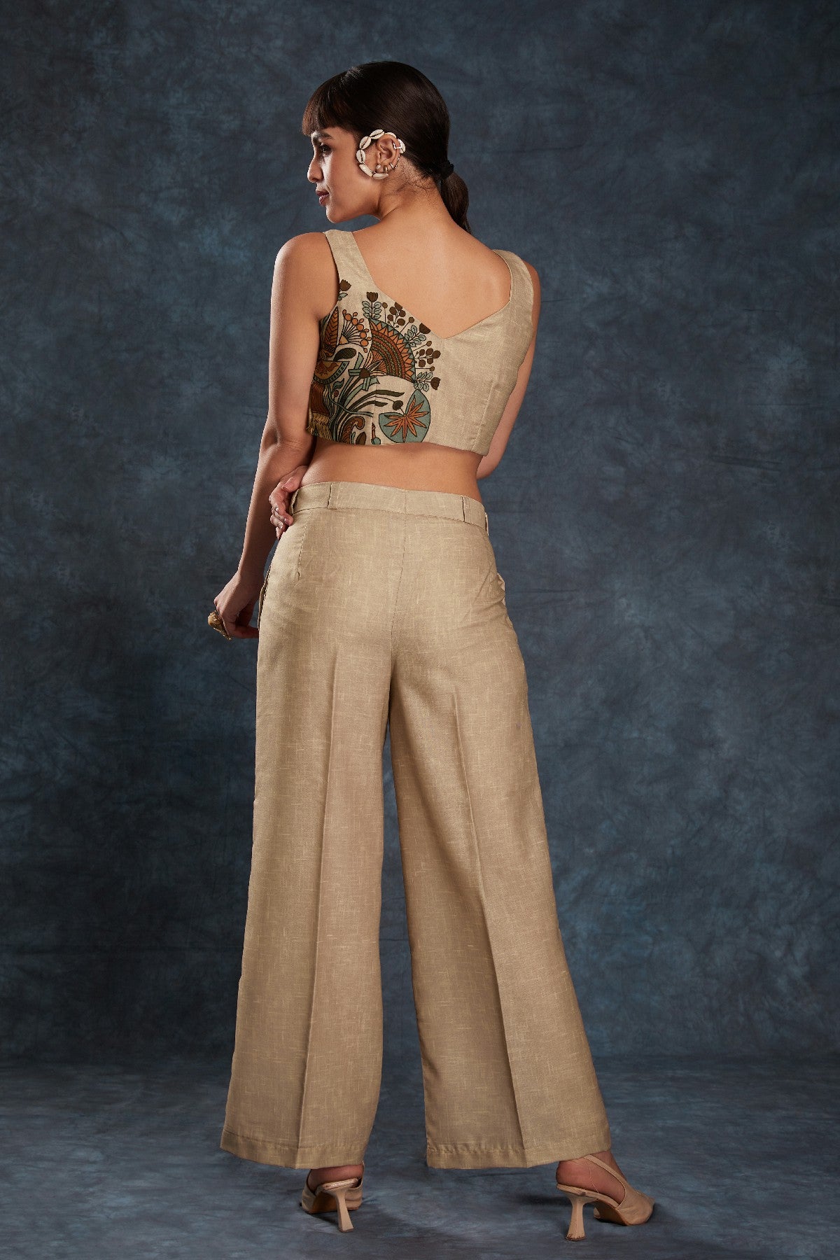 Brown Printed Linen Co-Ord Set – Natural Elegance with a Modern Touch
