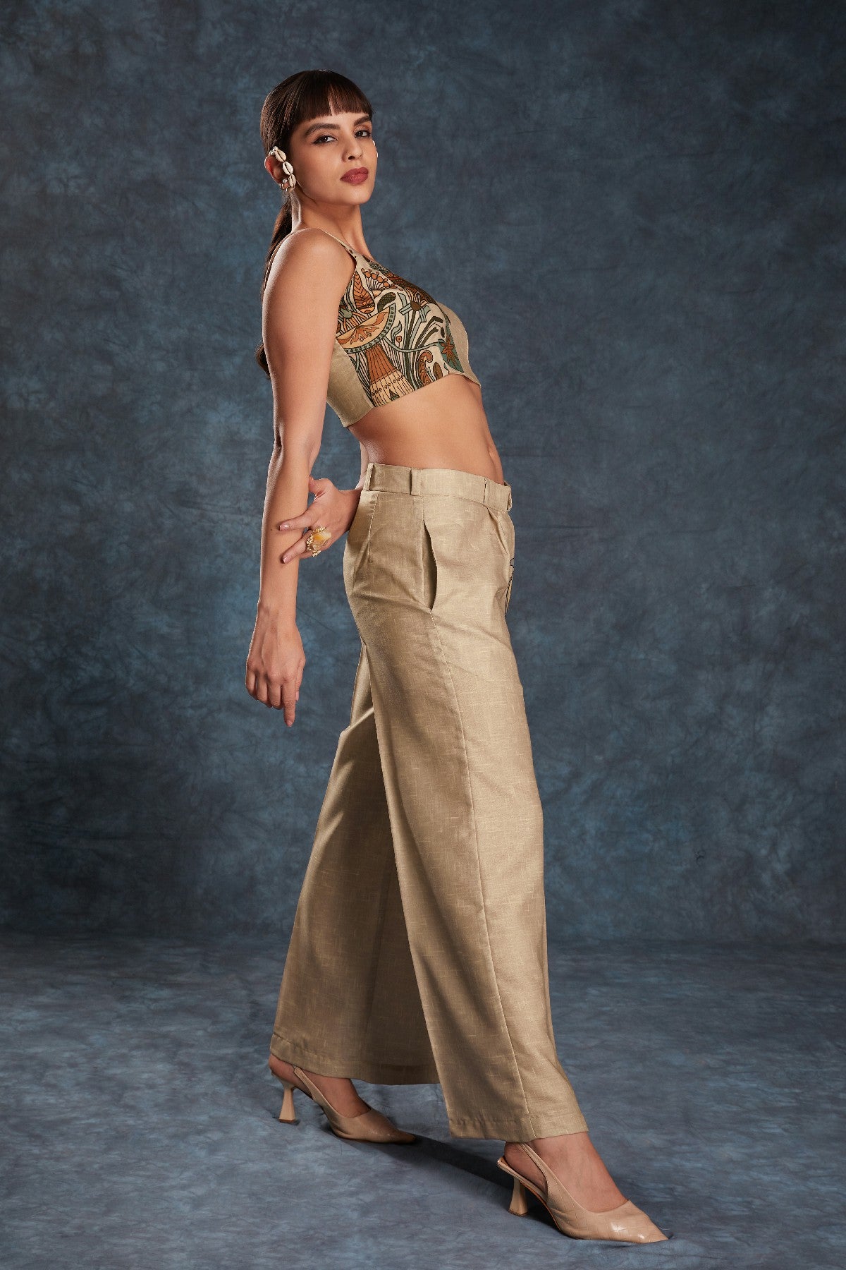 Brown Printed Linen Co-Ord Set – Natural Elegance with a Modern Touch