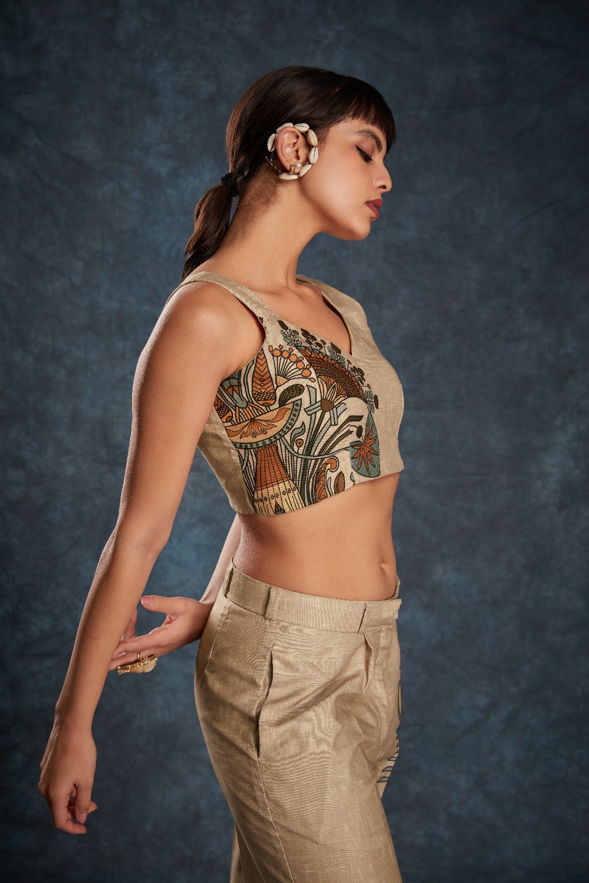 Brown Printed Linen Co-Ord Set – Natural Elegance with a Modern Touch