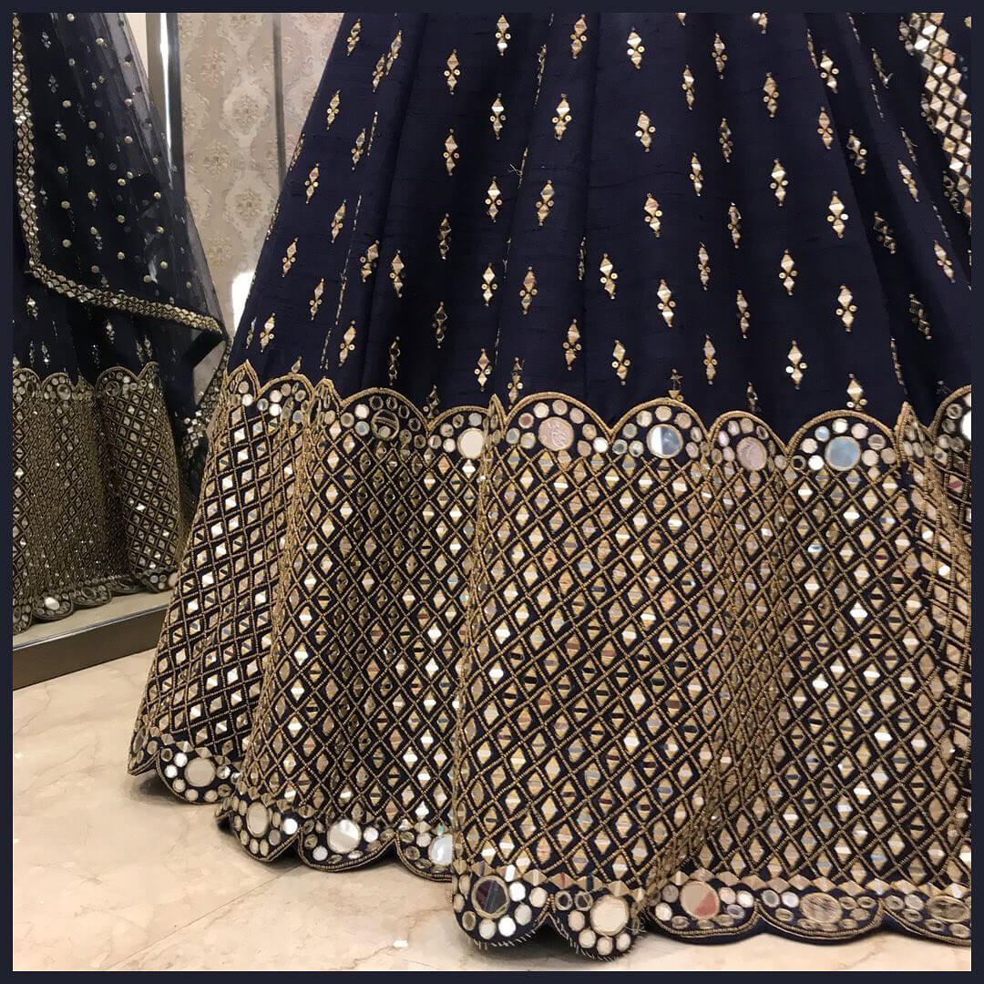 Regal Navy Blue Banglori Silk Lehenga Set – Shine with Tradition!