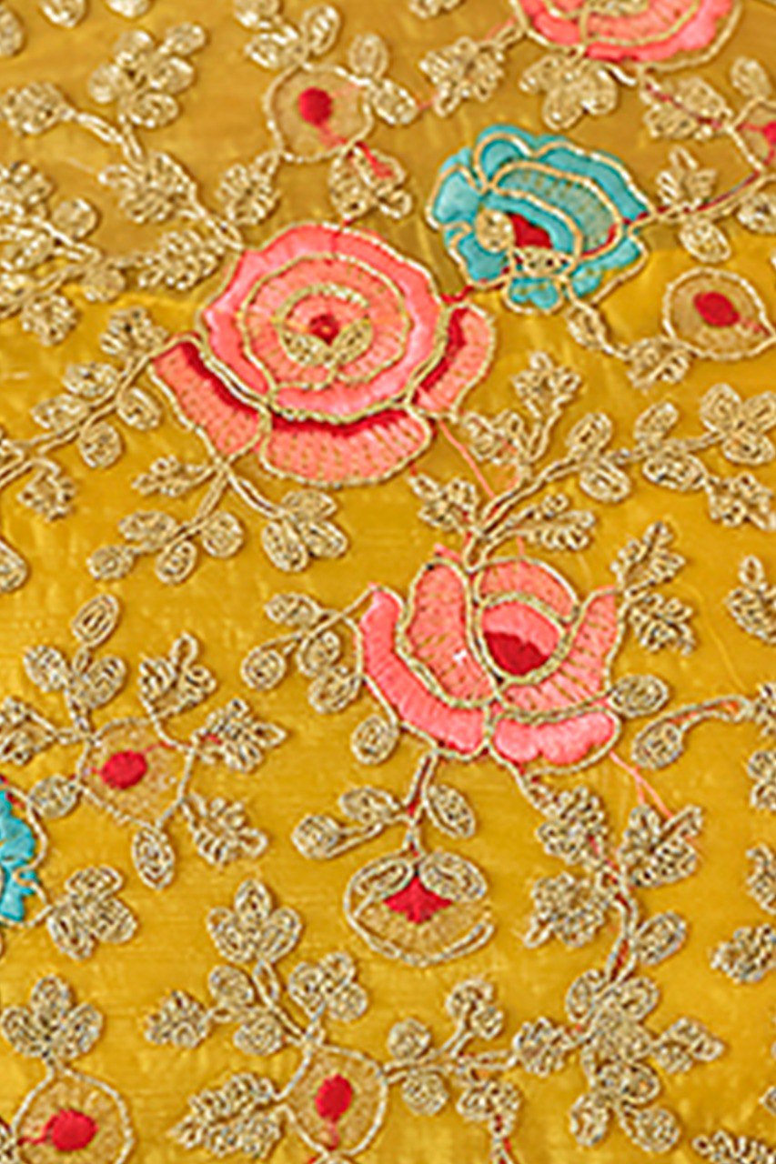 Sunshine Glow – Yellow Organza Saree With Elegant Embroidery