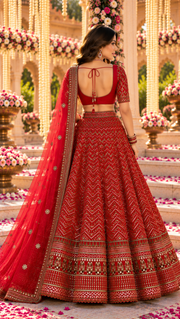 Thai Silk Sequin Dori & Zari Lehenga Choli with Net Dupatta