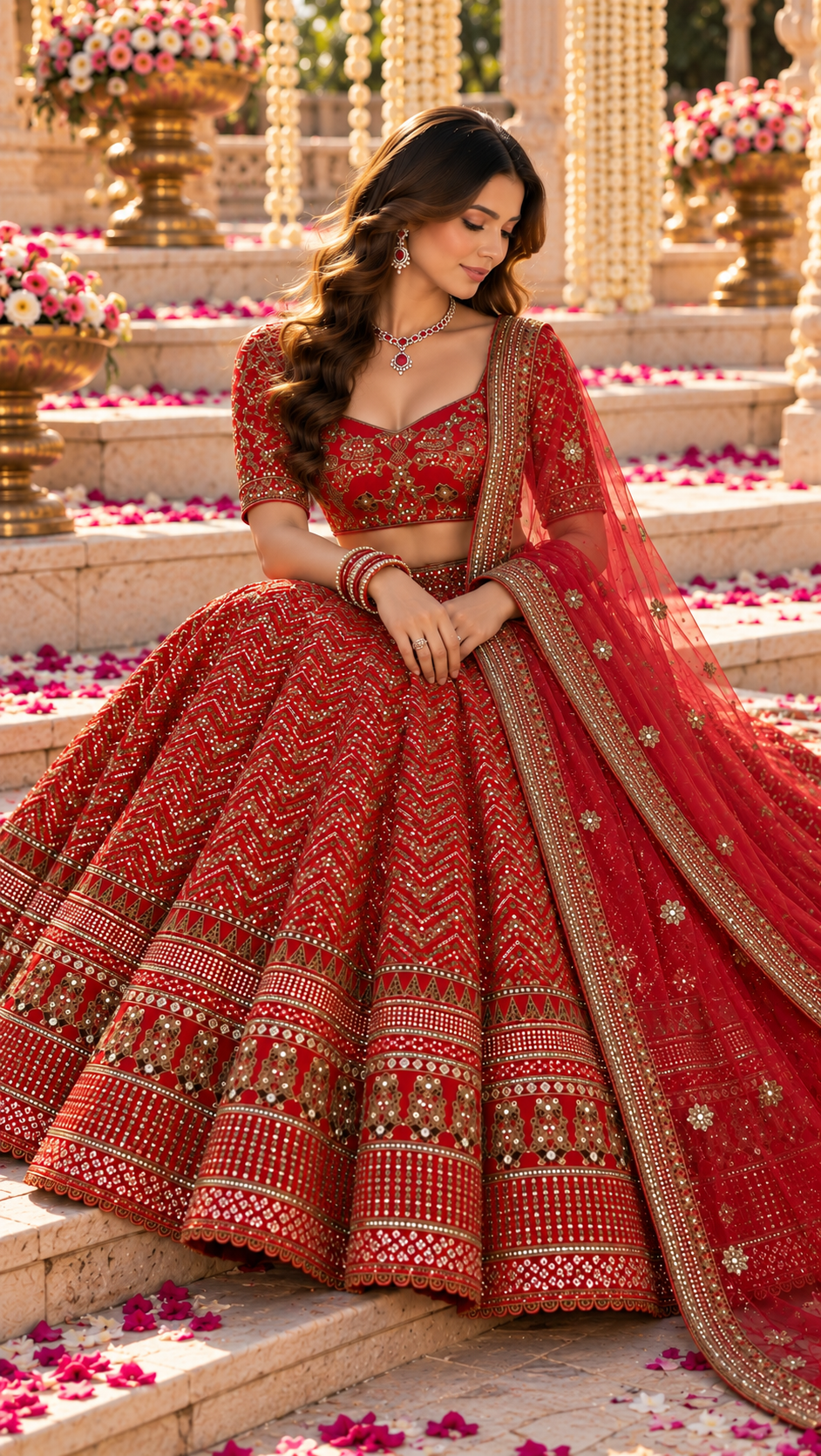 Thai Silk Sequin Dori & Zari Lehenga Choli with Net Dupatta